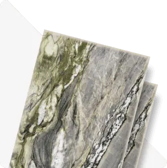 Green and grey marble slab sample with dramatic veining